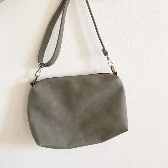 Faux Suede Dusty Green Crossbody - Picture 2 of 3